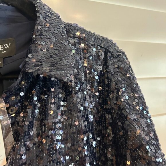 J Crew Collection Sequin Button Down Shirt Navy Size 14 - Picture 5 of 7